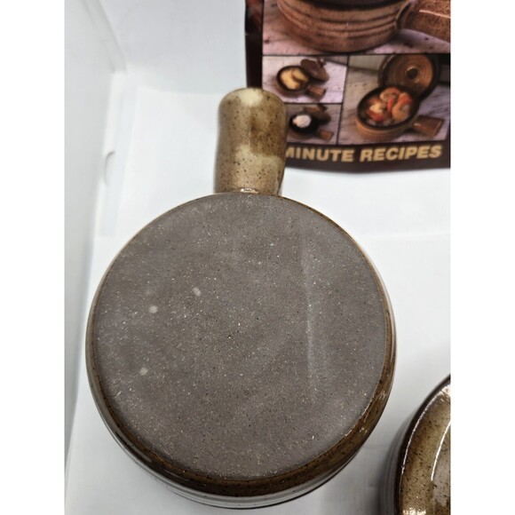 Stone Wave Microwave Cooker Set of 2 w/ Lids, 18 Recipe Book Ceramic Stoneware - Picture 7 of 15